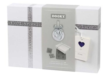 Dooky Handabdruckset mit Memory-Geschenkbox Ornament Kit und silbernes Schleifenband